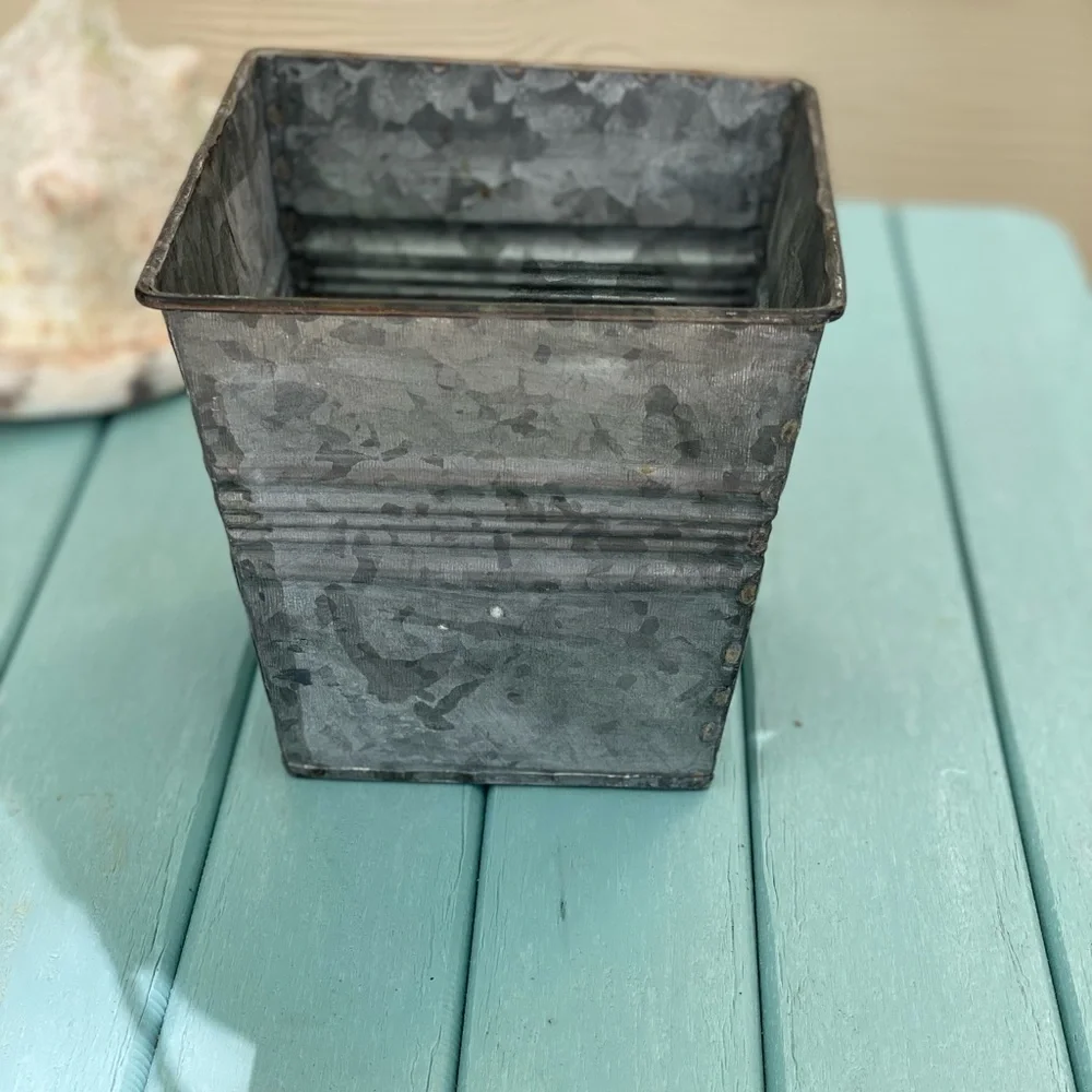 Galvanized Metal Container 5.5” square, 5.5” tall, 4” square bottom. - Picture 2 of 7